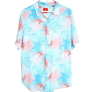 Free Planet Men's Lightweight Button Down Shirt Large‎ Casual Summer Tropical